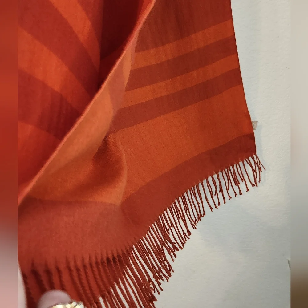 Banana Republic Dana Blanket Scarf in Autumn Sunset with‎ Fringe and Stripes